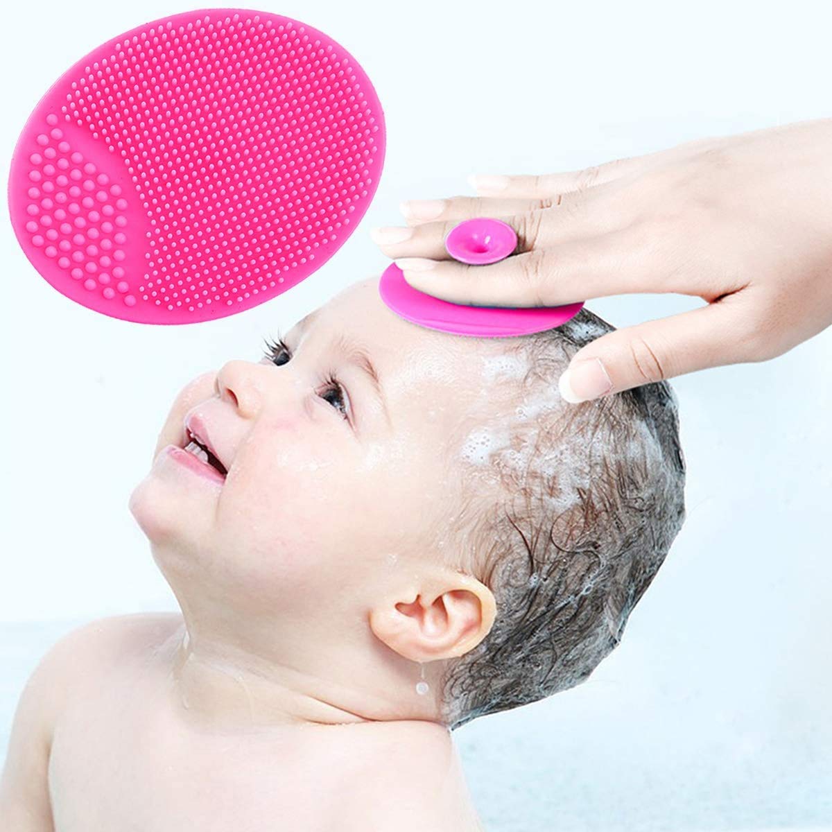 Baby Bath Brush, Baby Cradle Cap Brush, Silicone Massage Brush, Silicone Scrubbers Exfoliator Brush, Baby Skin Scrubbers Essential for Dry Skin, Cradle Cap and Eczema 2 Pack (Blue & Green)