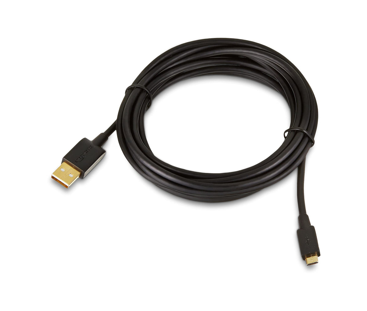 Amazon Basics 5-Pack USB-A to Micro USB Charging Cable, 480Mbps Transfer Speed with Gold-Plated Plugs, USB 2.0, 3 m, Black