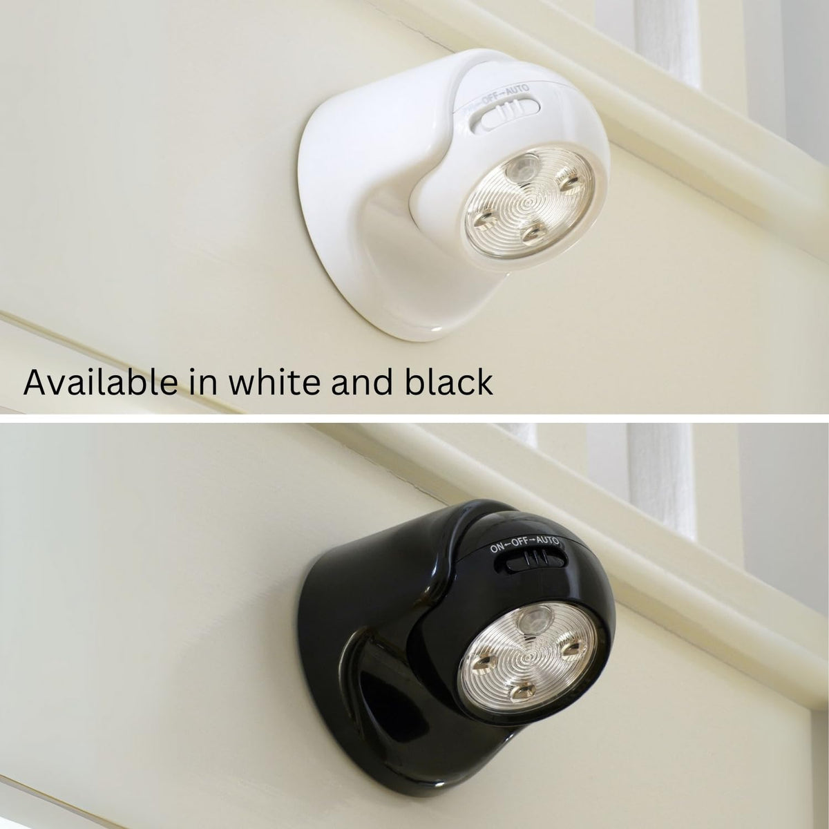 Auraglow Motion Sensor Security Light, Wireless Battery Powered PIR, Black