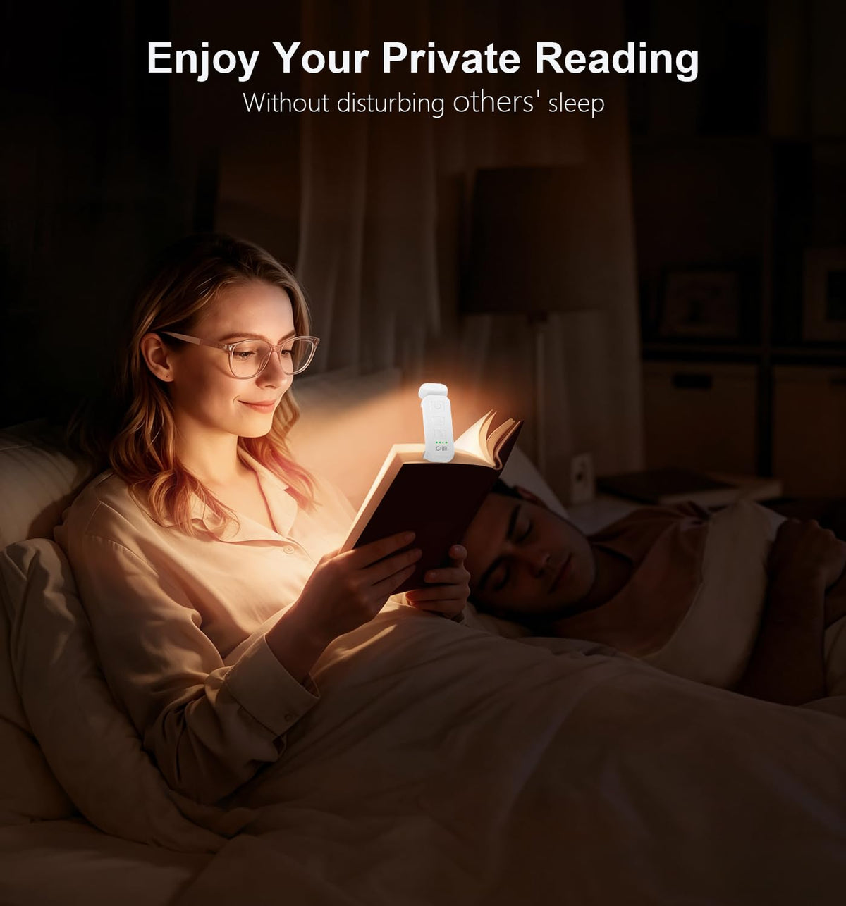 Gritin Book Light Rechargeable, Reading Light Lamp Clip on Books