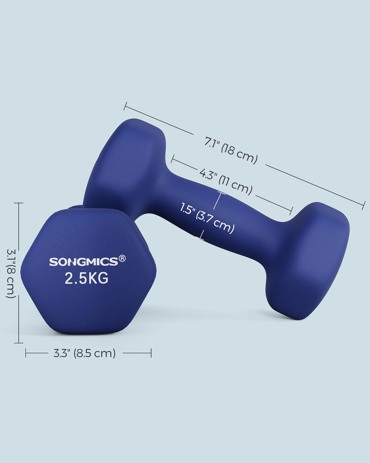 SONGMICS Set of 2 Hex Dumbbells with Neoprene Coating for Strength Training, Fitness, Home Workout