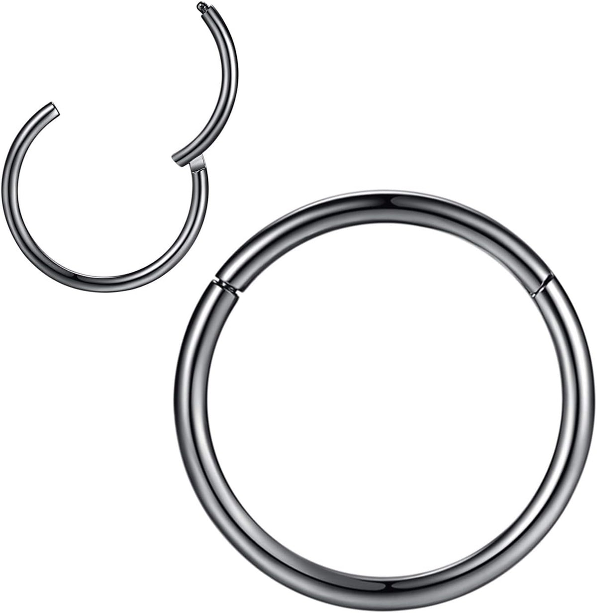 316L Surgical Steel Hinged Nose Rings Hoop Suptum Ring Body Piercing Lip Rings Helix Cartilage Rook Earrings 20G 18G 16G 14G 12G 10G 8G, Diameter 5mm to 16mm, Gold-Rose Gold-Silver-Black