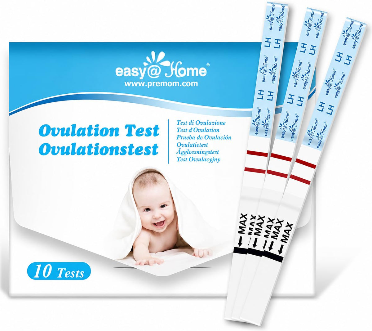 Easy@Home Ovulation Tests 25 Pack, LH Test Kit Powered by Premom App