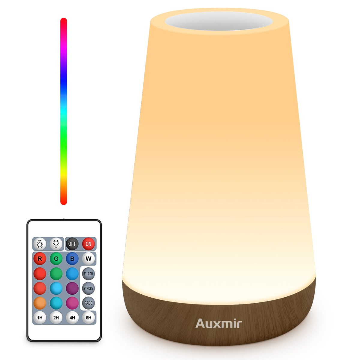 Auxmir Night Light 2 Pack, LED Touch Bedside Table Lamp, 2500mAh Rechargeable Light with RGB Color Changing, Portable Lamp for Children, Kids, Bedroom, Living Room, Camping