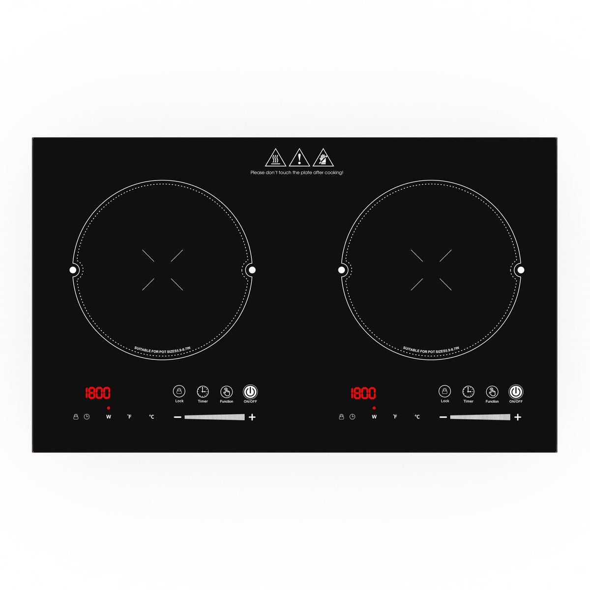 GIHETKUT single electric hob,220V 2000W Electric Hob with LED Touch Control,10 Power Levels, 4H Timer, Safety Lock,portable single burner hob Overheat protection