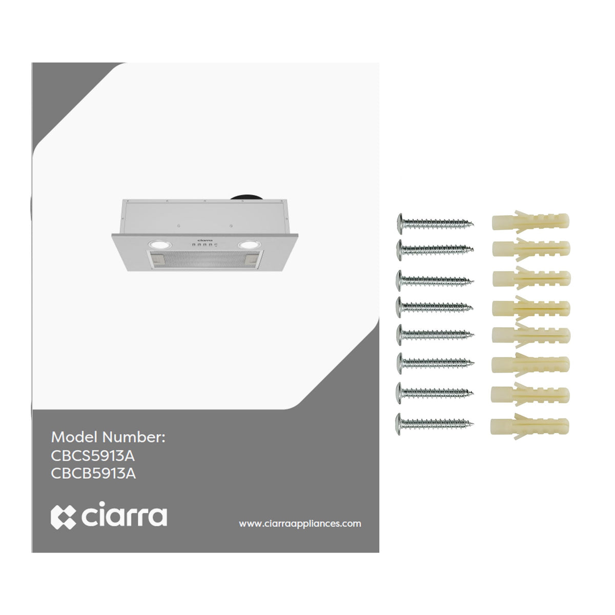 CIARRA 52cm Integrated Cooker Hood Black Wave/Touch Control CBCB5931B