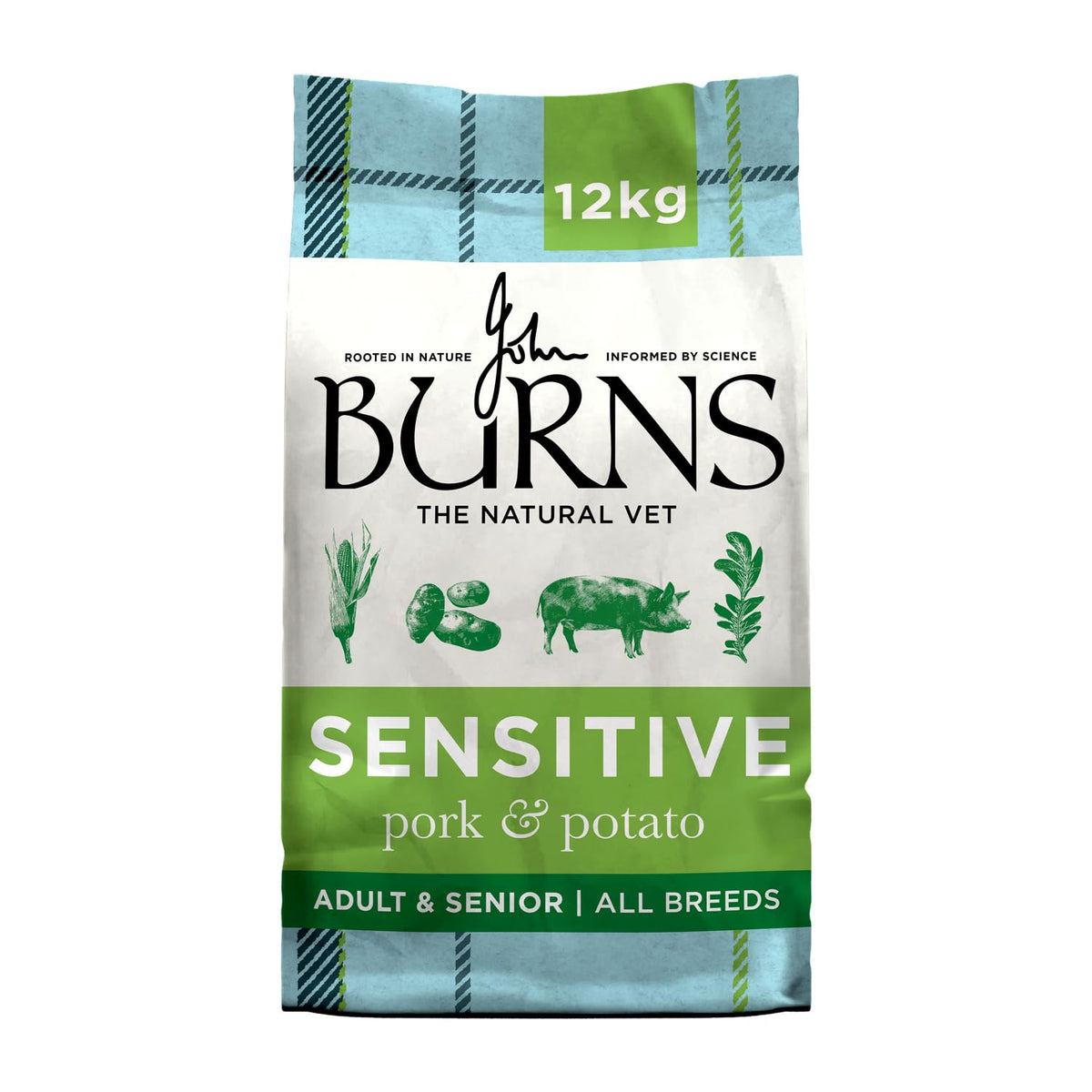 Burns Pet Nutrition Hypoallergenic Complete Dry Dog Food Adult and Senior Dog Sensitive with Pork and Potato 2 kg