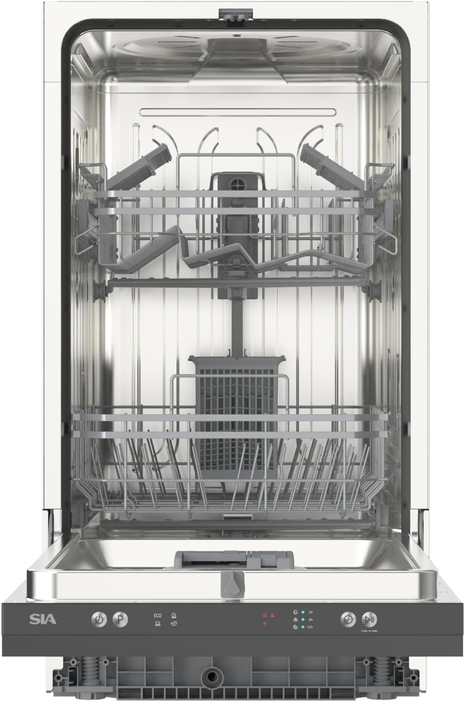 SIA SBID459 Integrated Dishwasher, Slimline 45cm Width, 9 Place Settings, Delay Start, 4 Programs, 29 Minute Quick Wash
