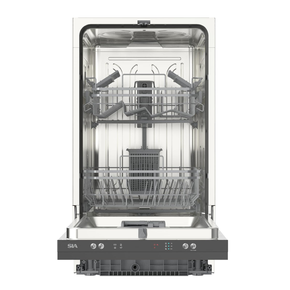 SIA SBID459 Integrated Dishwasher, Slimline 45cm Width, 9 Place Settings, Delay Start, 4 Programs, 29 Minute Quick Wash