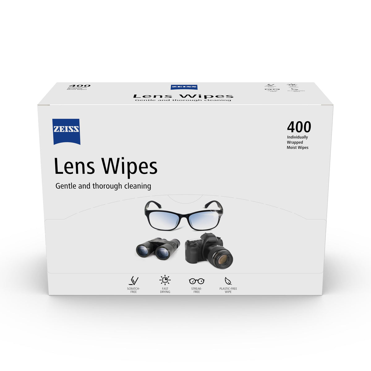 ZEISS Sunglasses Wipes, Removes Fingerprints, Suncream, Dirt, Dust & Oil. Individually Packed Pre-Moistened Wipes Perfect to use at Home or On-The-Go. Fast-Drying and Portable. 8 Packs x 10 Wipes
