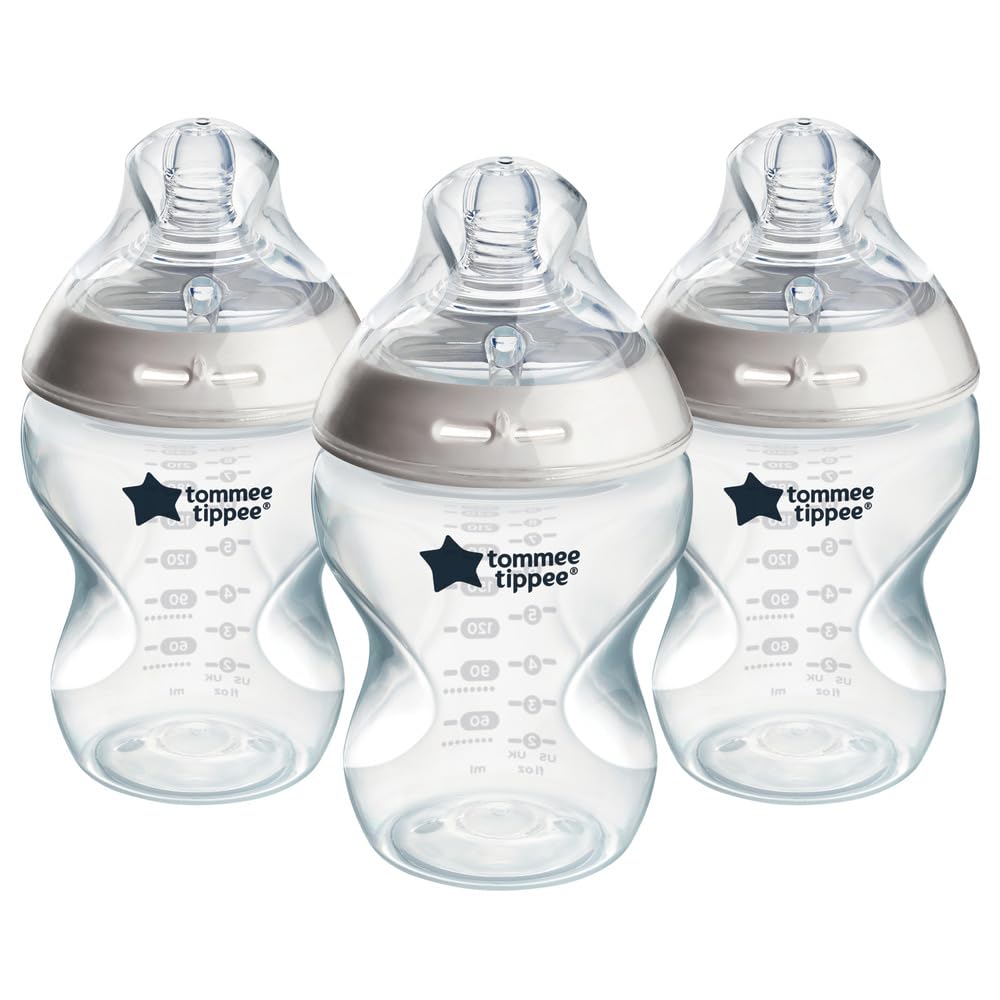 Tommee Tippee Natural Start Baby Bottles for 0m+, Pack of 6 260ml Baby Bottles, with Slow Flow Breast-Like Teat for a Natural Latch, Self-Sterilising and BPA Free, Baby Feeding Essentials