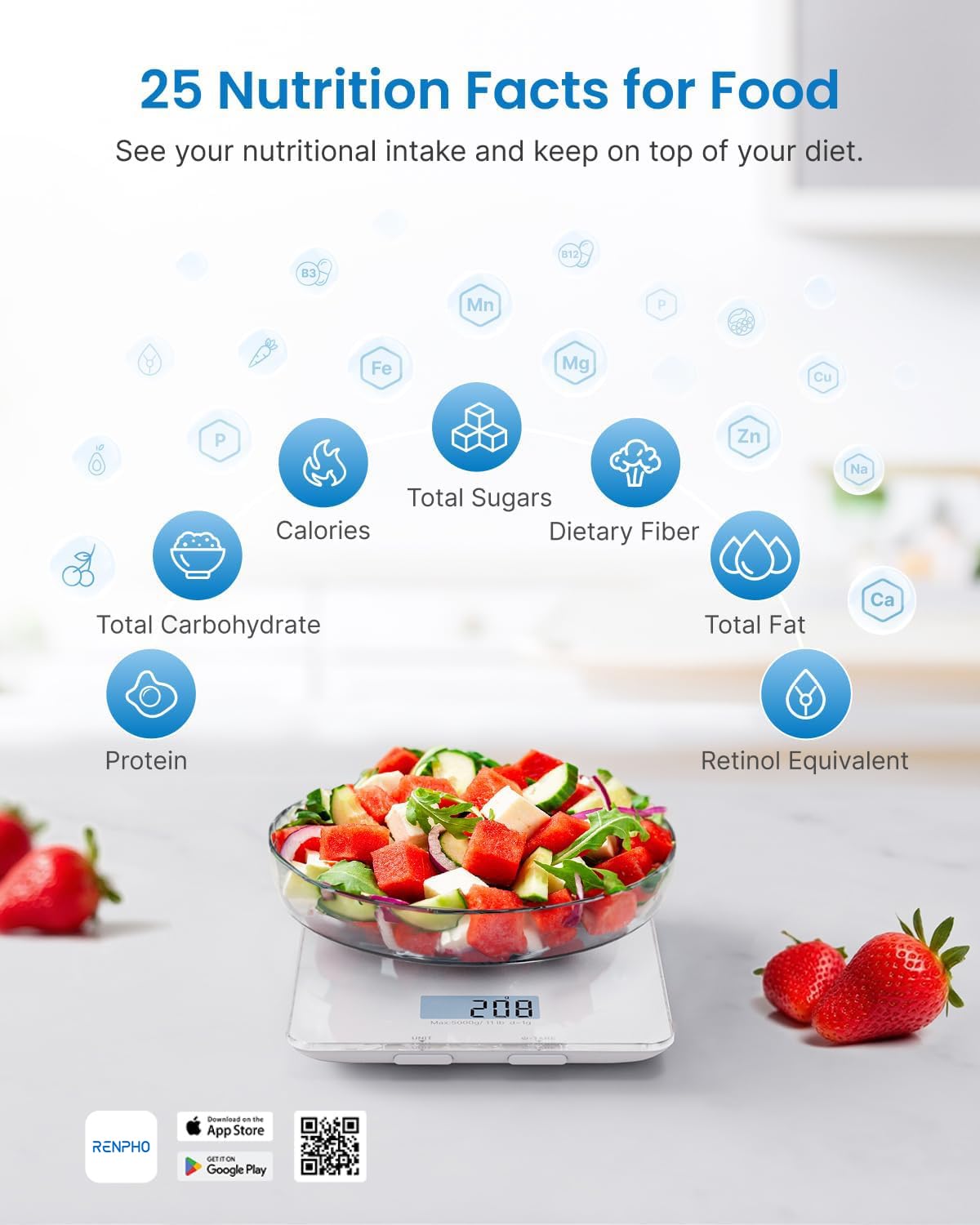 RENPHO Weighing Scales for Body Weight, High Precision, LED Display,Core 1S