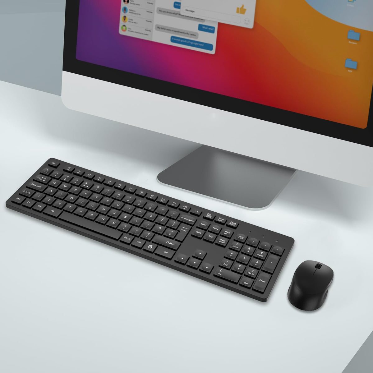 LeadsaiL Wireless Keyboard and Mouse Set, 2.4GHz USB Computer Keyboards and Mouse Combo, Full Size UK QWERTY Layout, Ergonomic Design with 12 Multimedia Shortcuts for HP/Lenovo Laptop and Mac-Purple