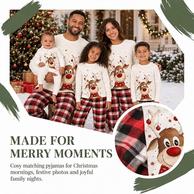 Family Christmas Pyjamas Set Mens Womens Cartoon Printed Xmas Matching Pjs
