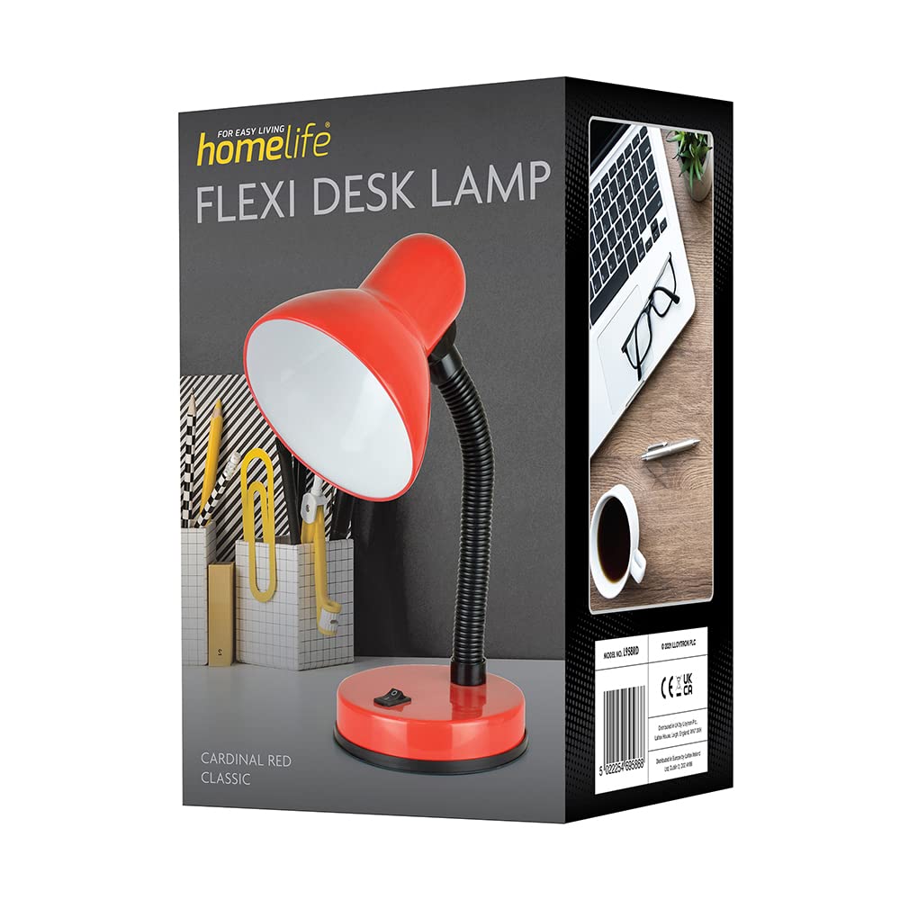 HOMELIFE 35w 'Classic' Flexi Desk Lamp with Versatile Flexible Neck - Integral On/Off Switch - Approx. 34cm Height - L958BK - Onyx Black