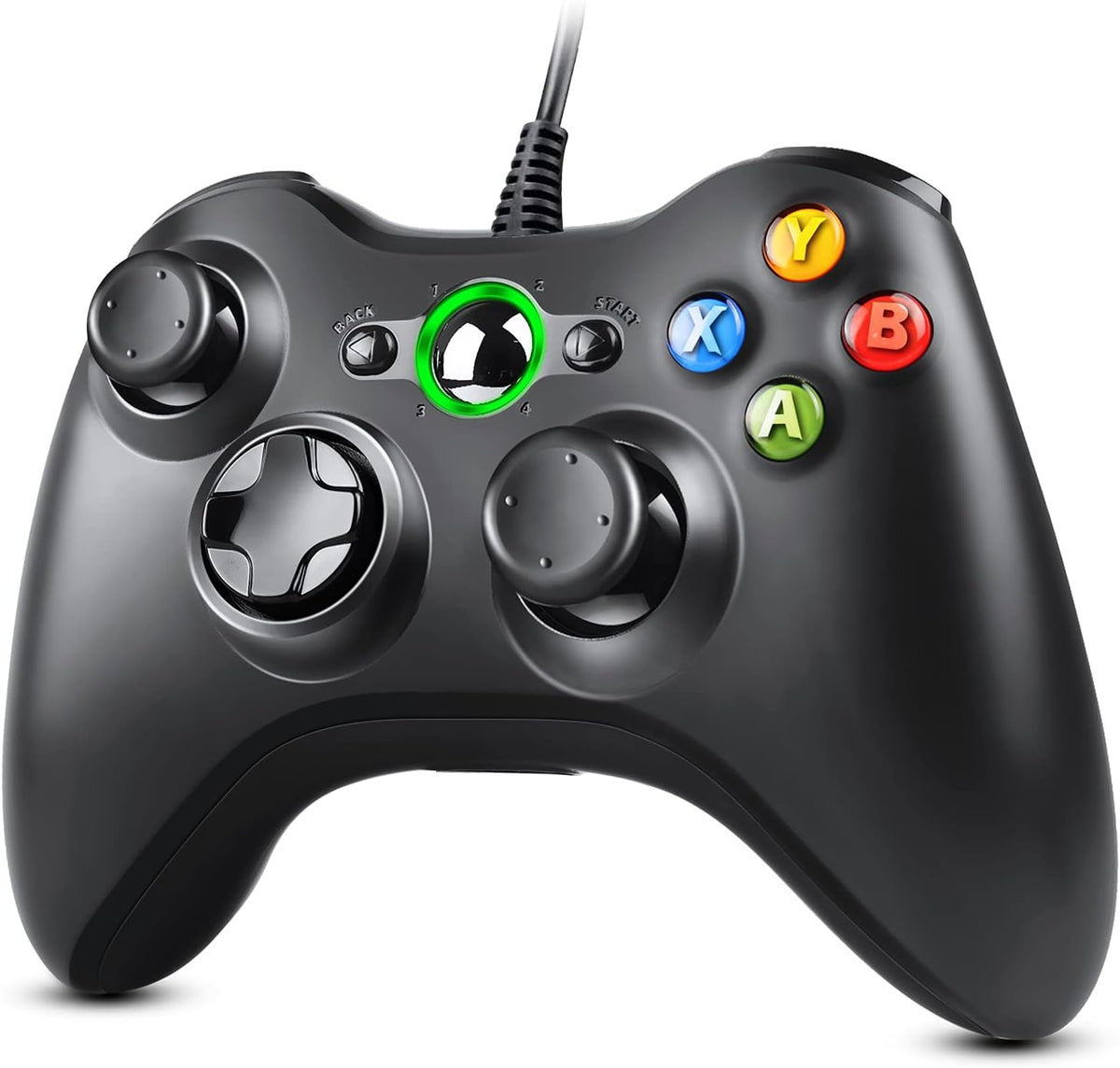 Wired Controller for Xbox 360, PC Gaming Controller with Dual Vibration, 2.2m USB Cable, Ergonomic Gamepad Joystick for Windows 7/8/10/XP - Compatible with Xbox 360 & PC