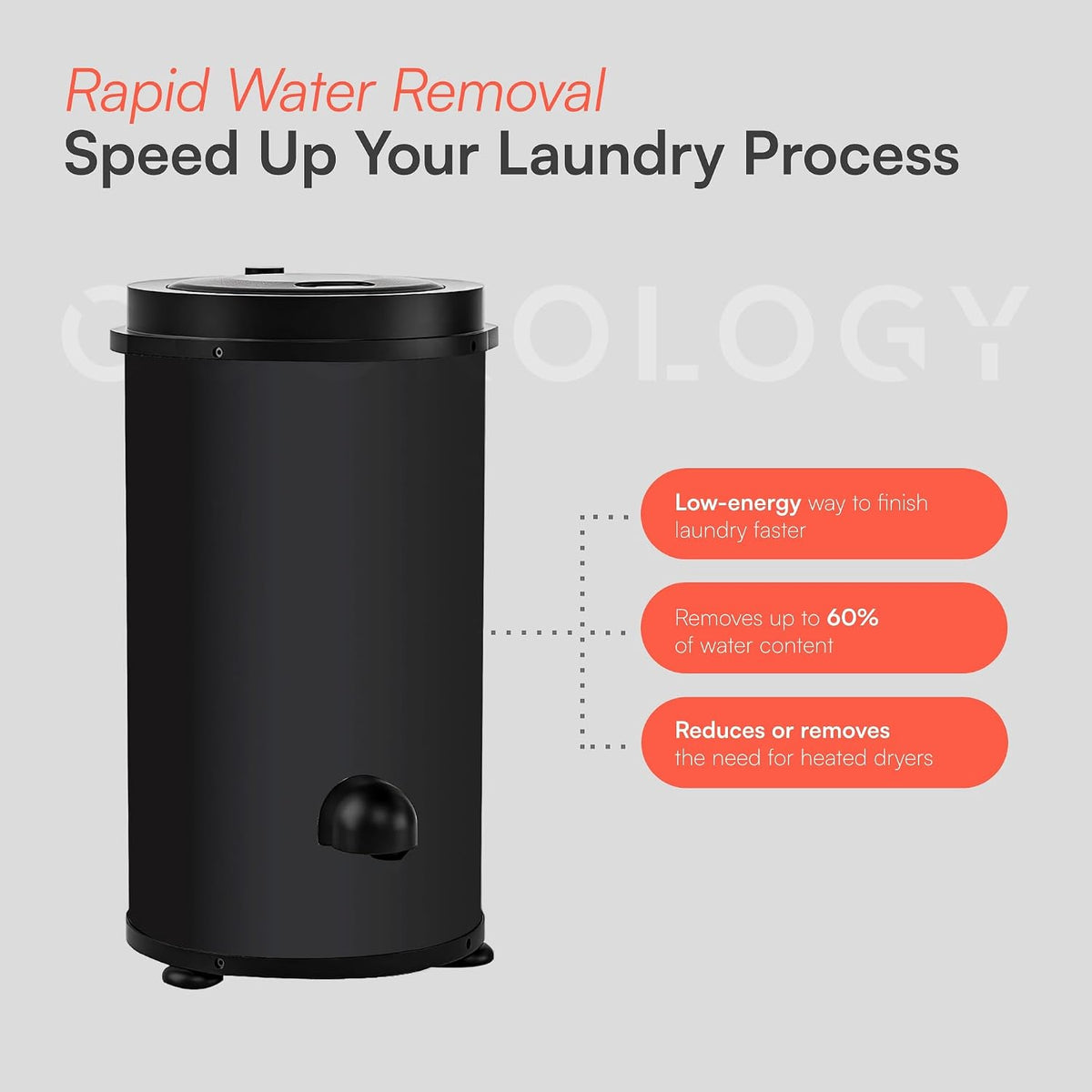 Cookology 4kg 2800RPM Spin Dryer - Energy-Saving - White