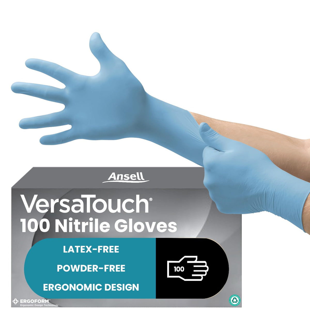 Ansell Microflex 93-732, Multipurpose Nitrile Disposable Gloves for Precise Handling and Mechanical Tasks, Latex Free, Powder-Free, Size M (100 Pieces)