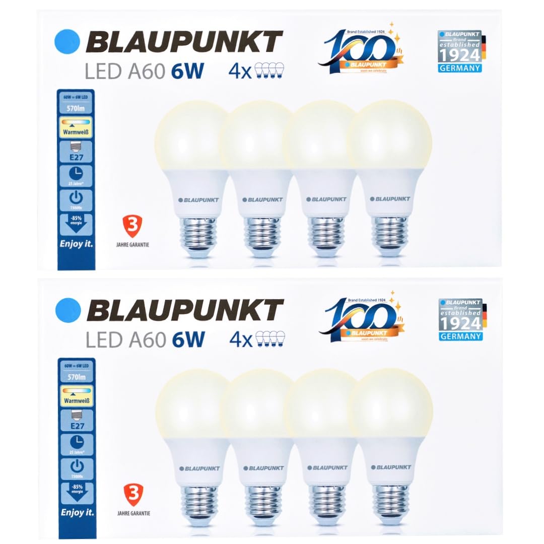 BLAUPUNKT E27 Classic Bulb A60 6W 600 Lumen 4000K Neutral White, 6-Pack