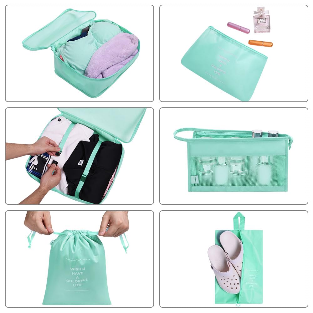 OSDUE Packing Cubes for Suitcase, 8PCS Thickening Travel Organiser Packing Bags Lightweight Travel Accessories Organizers Essentials Clothes Shoes Cosmetics Toiletries Storage Bags