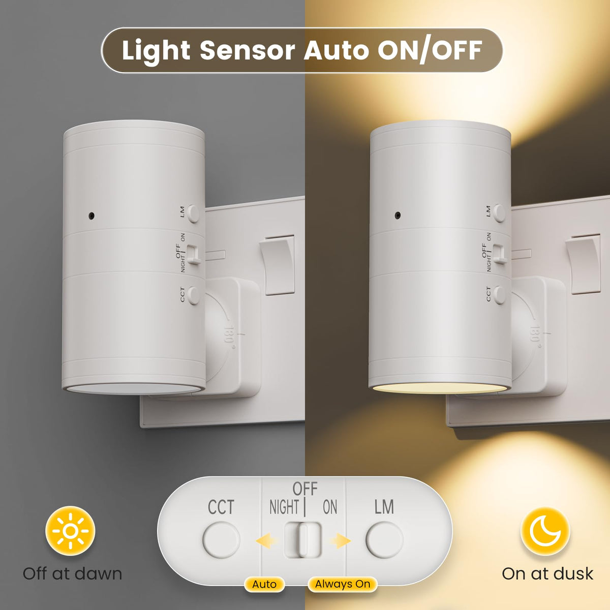 Fibrdoo Night Light Plug in, Dusk to Dawn Sensor Led Night Light Black