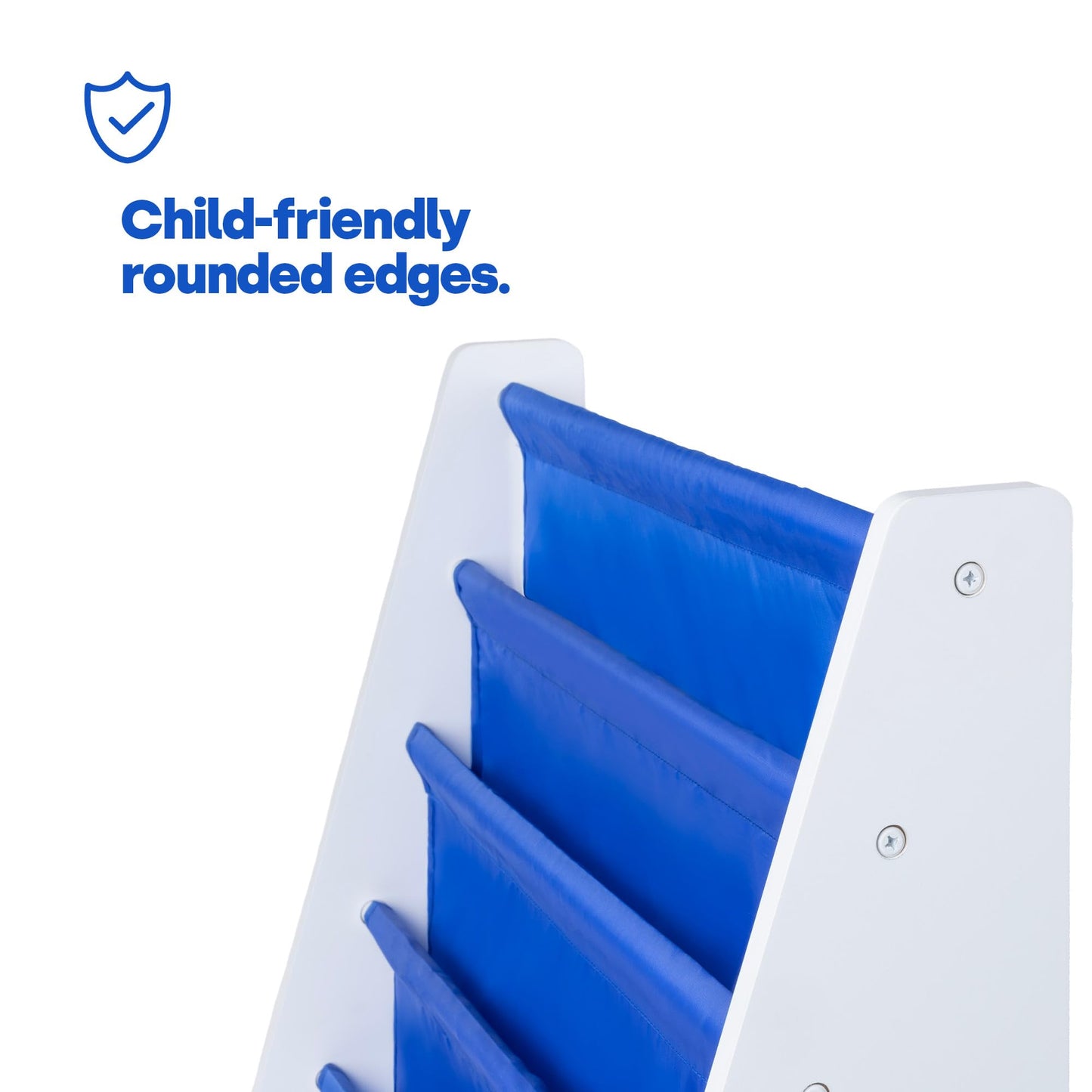 LIVIVO Colorful Kids Bookshelf - 4 Tier Children's Bookcase, Magazine and Book Storage Rack, Wooden Sling Book Organizer, Book Shelf for Kids Room, Bedroom, Nursery, Playroom (Natural)