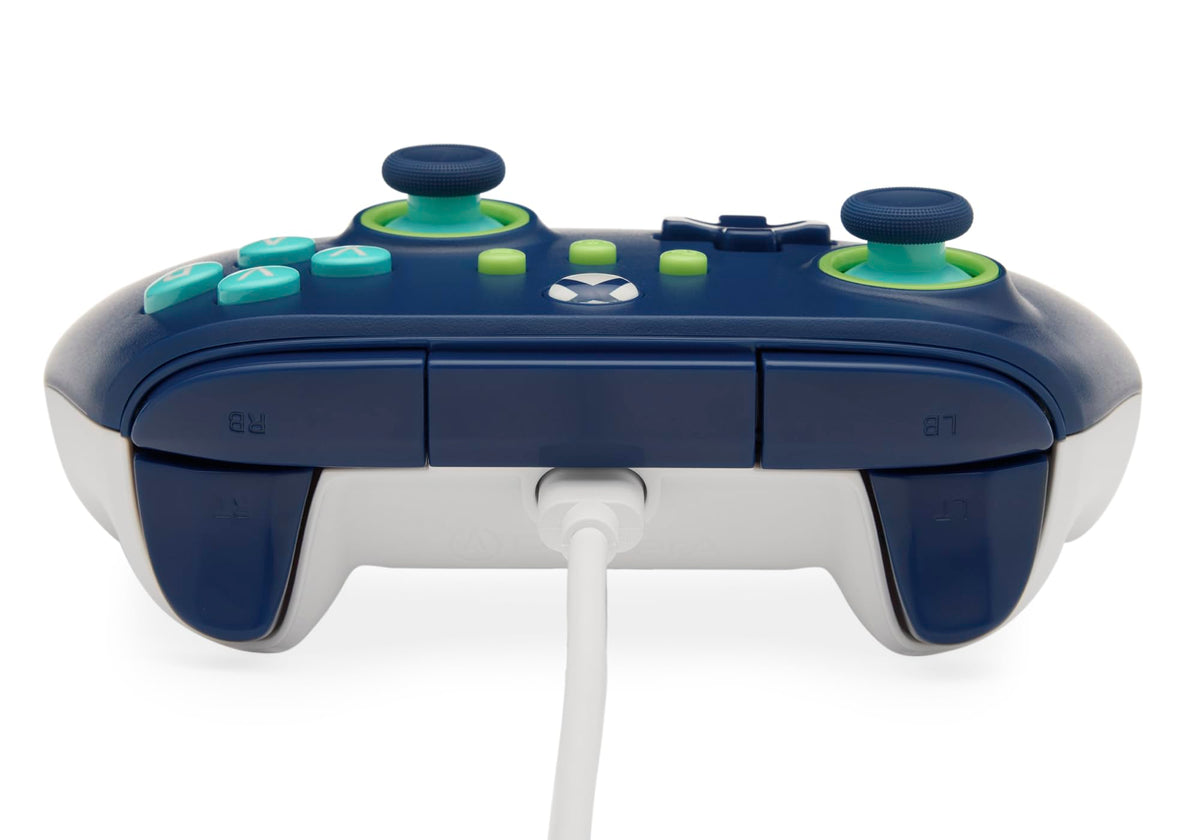 PowerA Wired Controller For Xbox Series X & S, Xbox One, PC, Windows 10 & 11, Dual Rumble Motors, Detachable 10ft USB Cable, 3.5mm Stereo Headset Jack, Official: Blue
