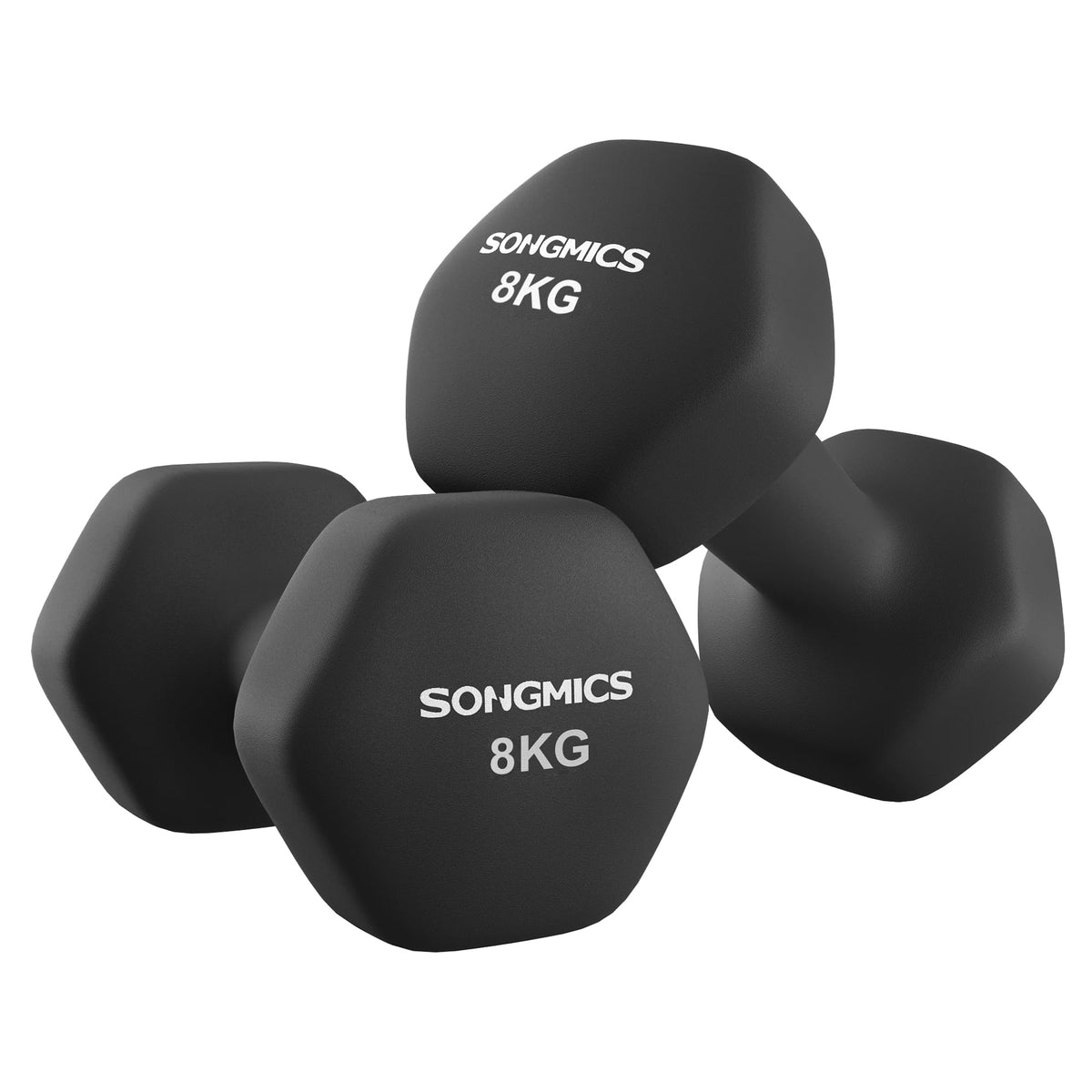 SONGMICS Set of 2 Hex Dumbbells with Neoprene Coating for Strength Training, Fitness, Home Workout