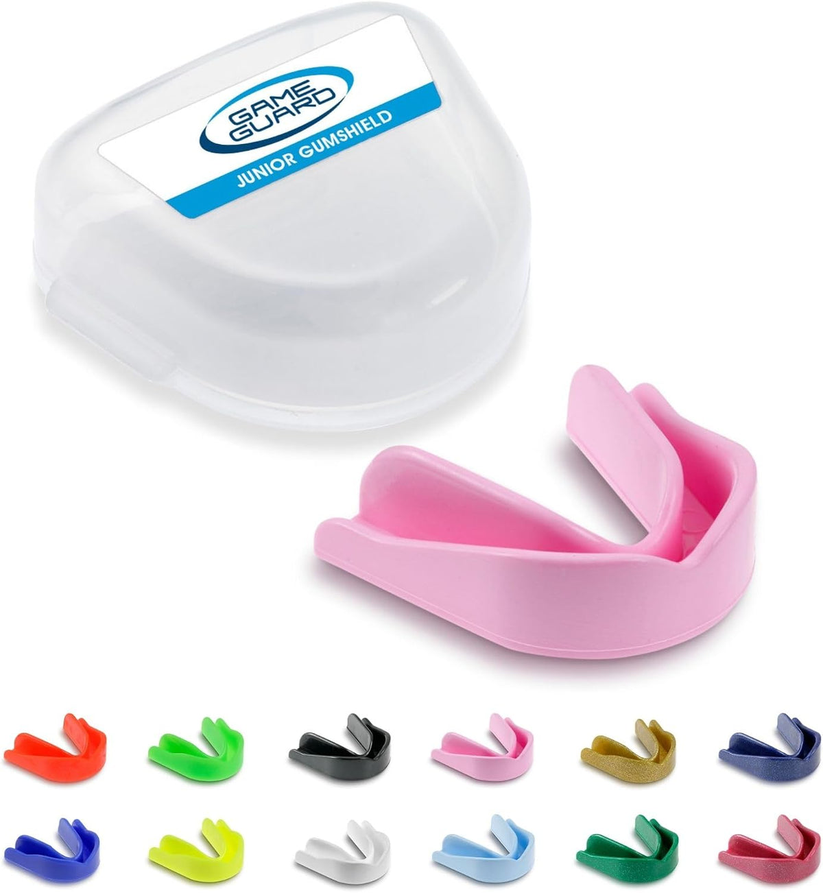 GAME GUARD Sports Mouthguard – Easy Fit Boil & Bite Gum Shield for Kids/Junior (Age 8+) – Mouth Guard for Rugby, Hockey, GAA – Ideal for Schools and Clubs (Baby Pink)