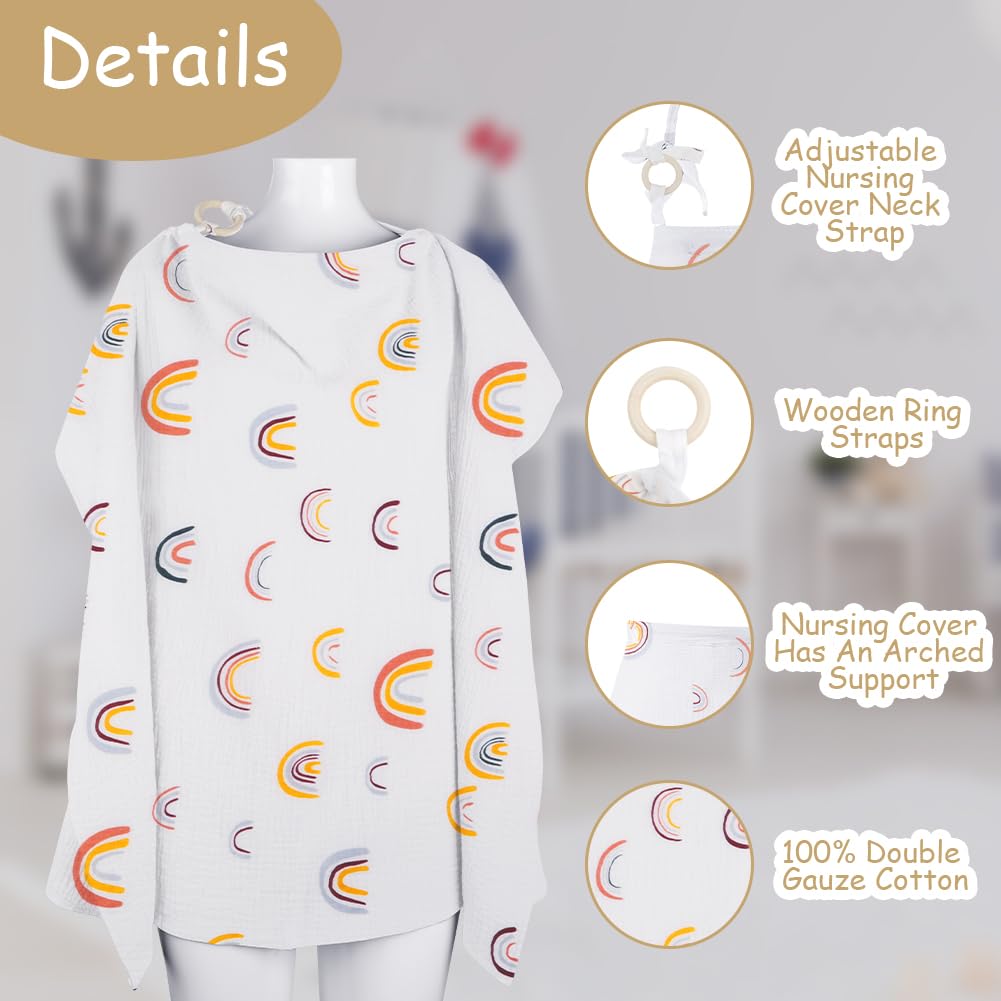 Aolso Breastfeeding Cover Nursing Cover, Muslin Cotton Soft Breathable Nursing Cover, Adjustable Strap Breast Feeding Coverall for Car Seat Blanket and Stroller Coverall (Green)