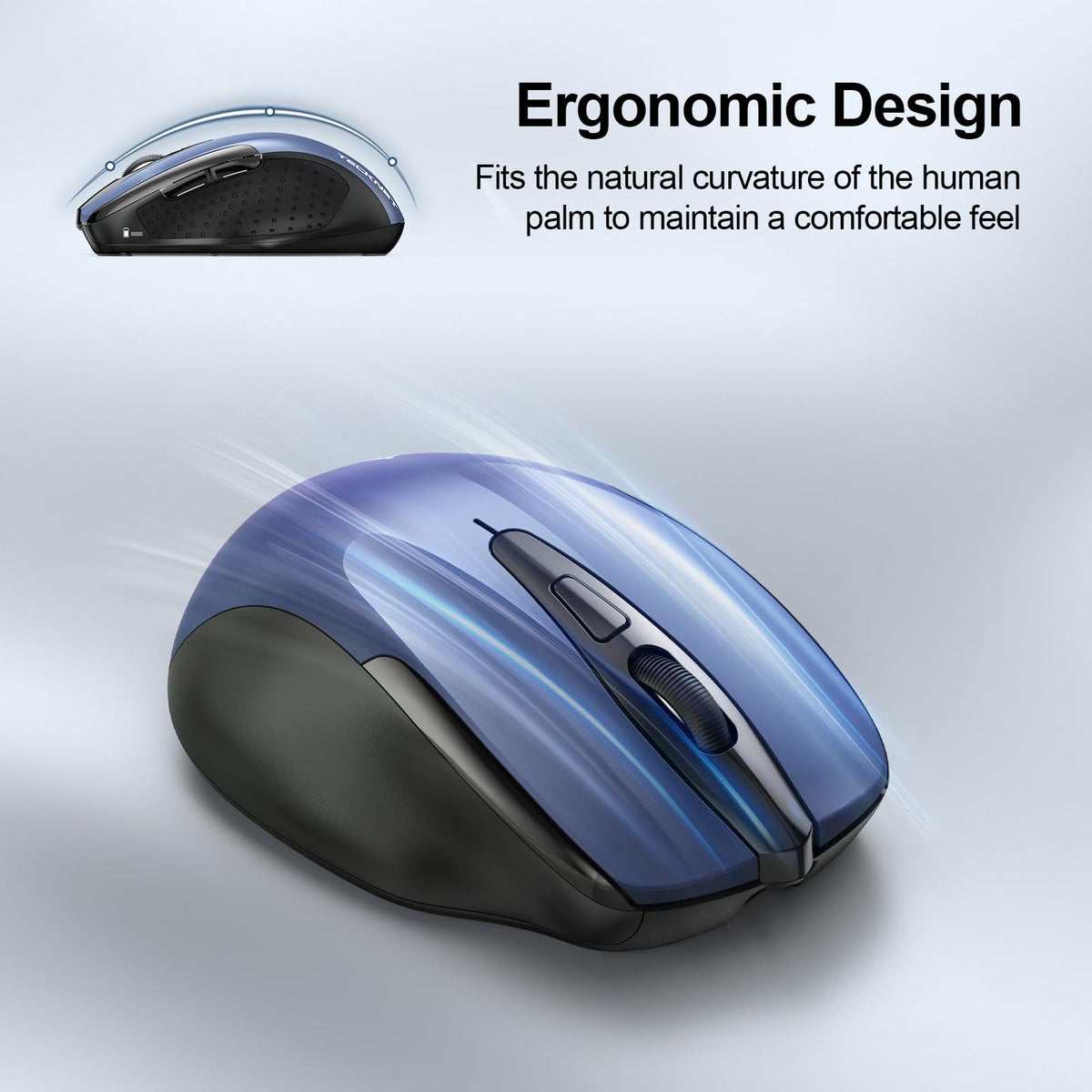 TECKNET Bluetooth Mouse, Rechargeable Bluetooth Wireless Mouse