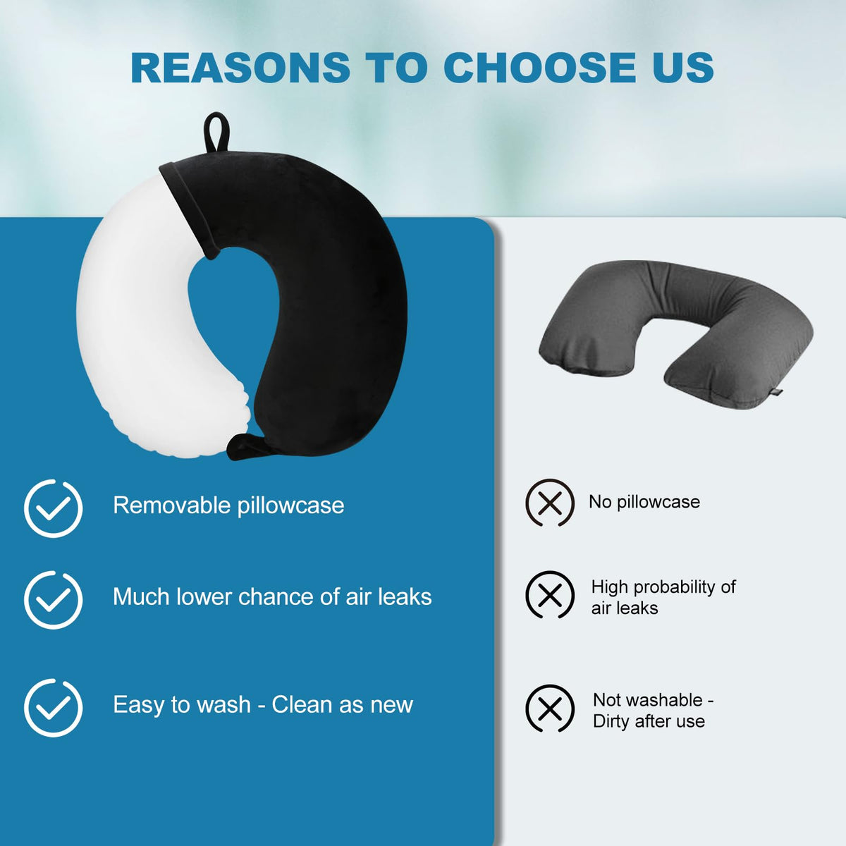 Cirorld Inflatable Travel Pillow, Blow up Neck Pillow for Travel, Lightweight Inflatable Travel Pillow for Airplane with Eye Mask and Earplugs—Travel Essentials for Flying, Grey