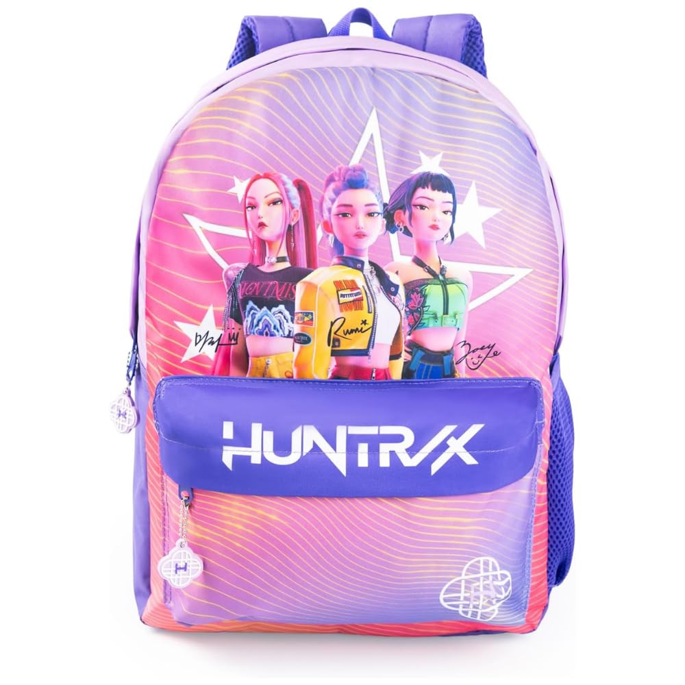 KPop Demon Hunters K-Pop Demon Hunters Derpy Tiger Blue Backpack | Kids School Bag with Front Zip Pocket | Padded Shoulder Straps & Chest Strap | K-Pop Demon Hunters Merch