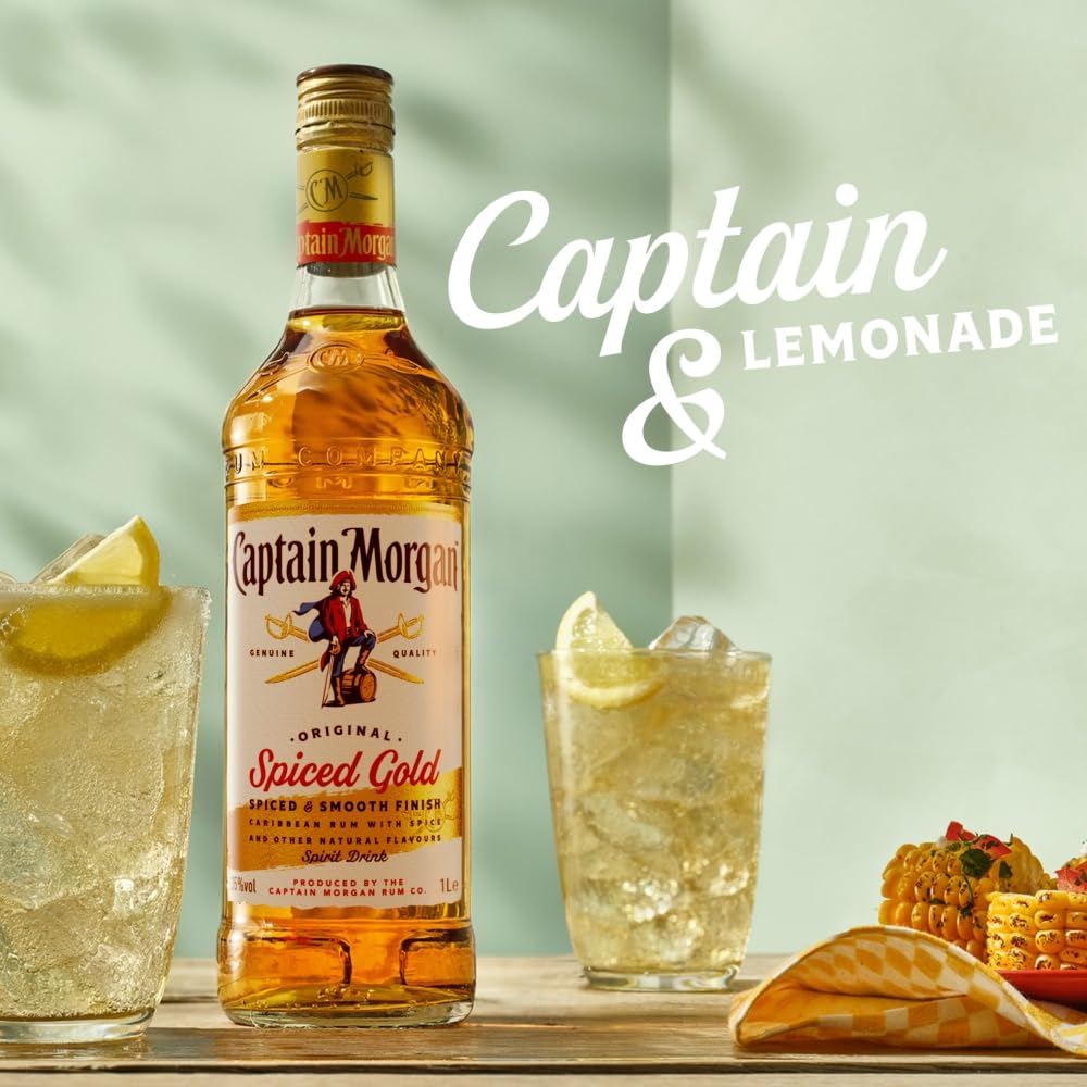 Captain Morgan Original Spiced Gold | 35% vol | 1L | Caribbean Rum Based Spirit Drink with Spice | Vanilla & Brown Sugar Flavours