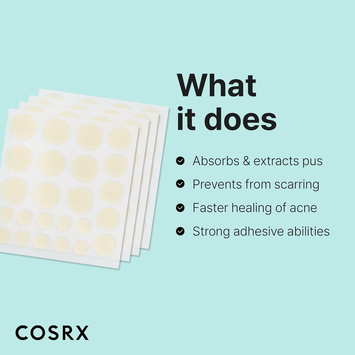 COSRX Master Patch Original Fit (24 counts) Absorbing Pimple Patches, Hydrocolloid Spot Treatment, Blemish Cover, Spot Stickers, 3 Sizes