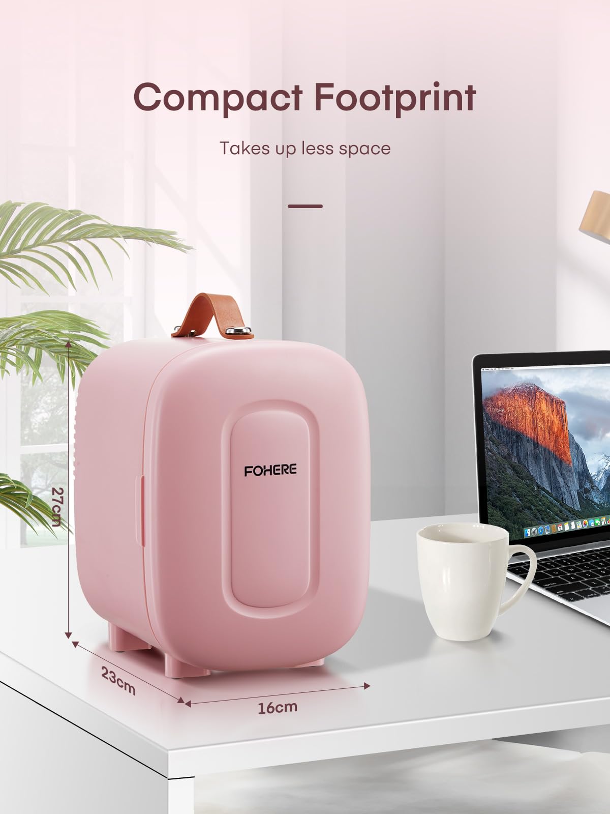 FOHERE Mini Fridge Portable, 5 Liter/6 Cans Small Fridge Cooler & Warmer, Quiet, DC/AC Power, Cmpact Mini Fridge for Bedrooms, Office, Skincare, Car, Travel, Black