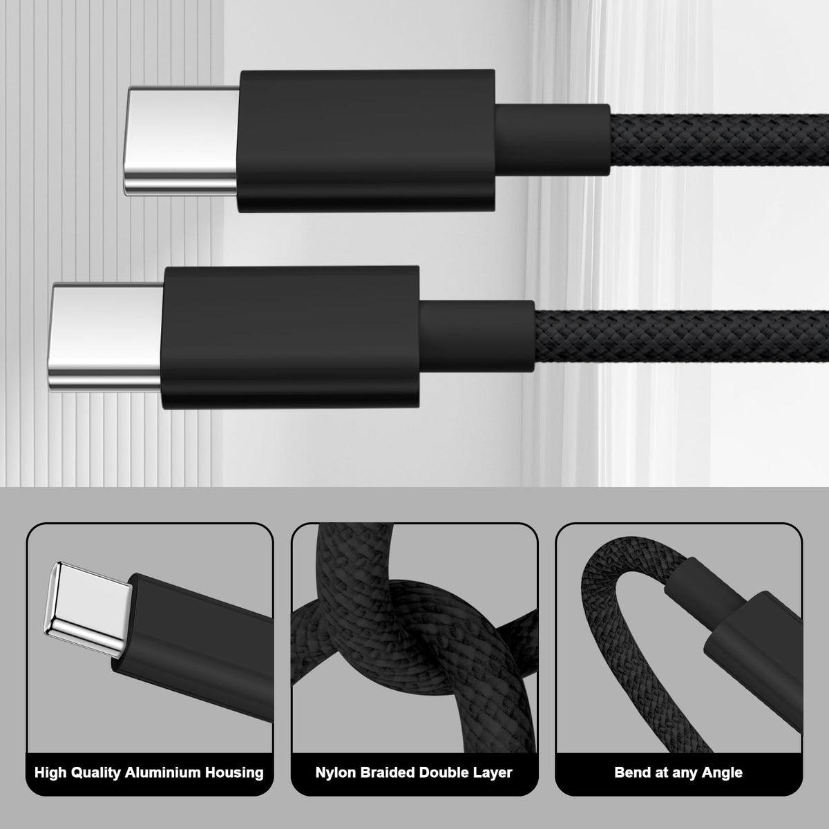100W USB C Charger Cable 3M, iPhone 15 16 17 Charger Cable 3M Long USB C Cable Fast Charge Type C Fast Charging Lead Wire for iPhone Air/17/16 Pro Max/16e/15 Plus,iPad Pro/Air,Macbook,Samsung S25 S24