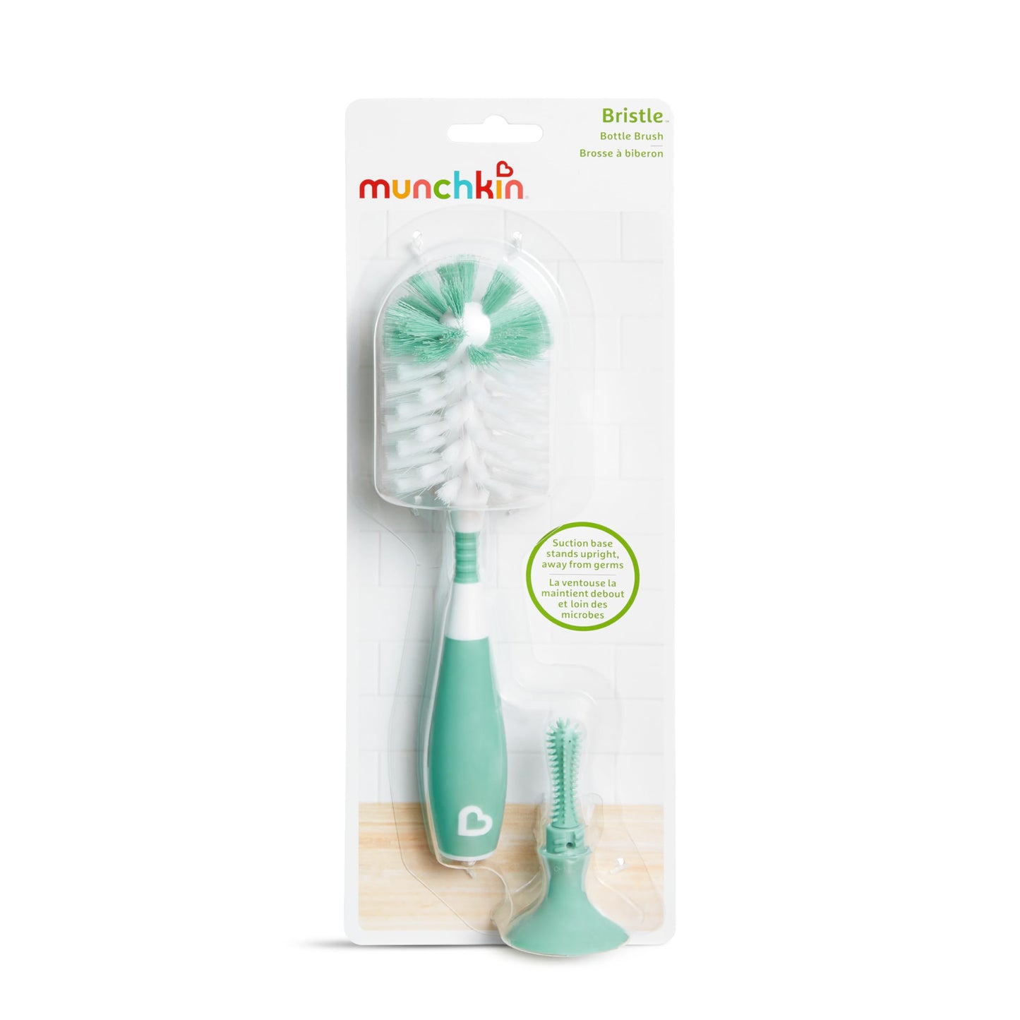 Munchkin Bottle Brush | For Cleaning Baby & Water Bottles with Built In Teat Brush | Freestanding | Dishwasher Safe | Bristle Brush | 1 Pack | Grey