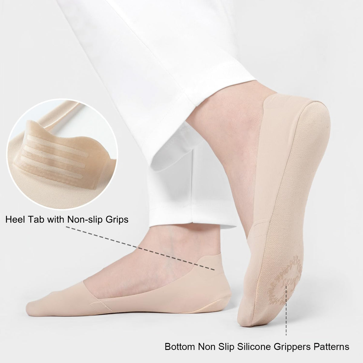 No Show Trainer Socks Womens, Non Slip Invisible Socks for Ladies