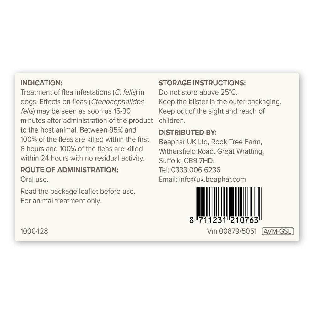 Beaphar - Flea Tablets for Medium/Large Dogs (>11kg) - 3 Treatment Pack - Rapid Knock Down of Fleas - Starts Killing Fleas In 15 Minutes, Kills 100% in 24hrs - Veterinary Medicine For Dogs > 4 Weeks