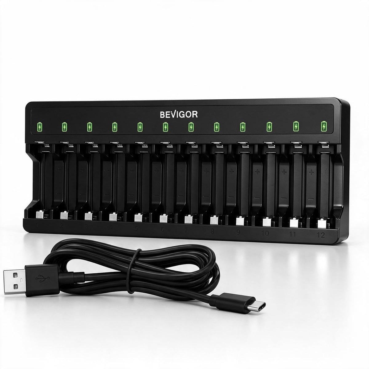 BEVIGOR 16 Slot Battery Charger for AA & AAA Rechargeable Batteries
