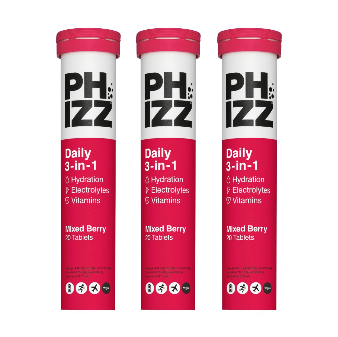 Phizz Electrolytes, Multivitamin & Hydration Tablets - 60 Effervescent Rehydration Electrolyte Tablets - 18 Vitamins & Minerals, Vitamin C, Vegan, Vegetarian & Low Calorie (Lemon, 60 Tablet)
