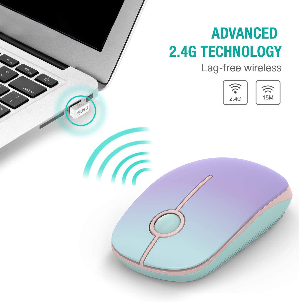 Seenda Wireless Mouse, Silent with 2.4G USB Receiver, Black