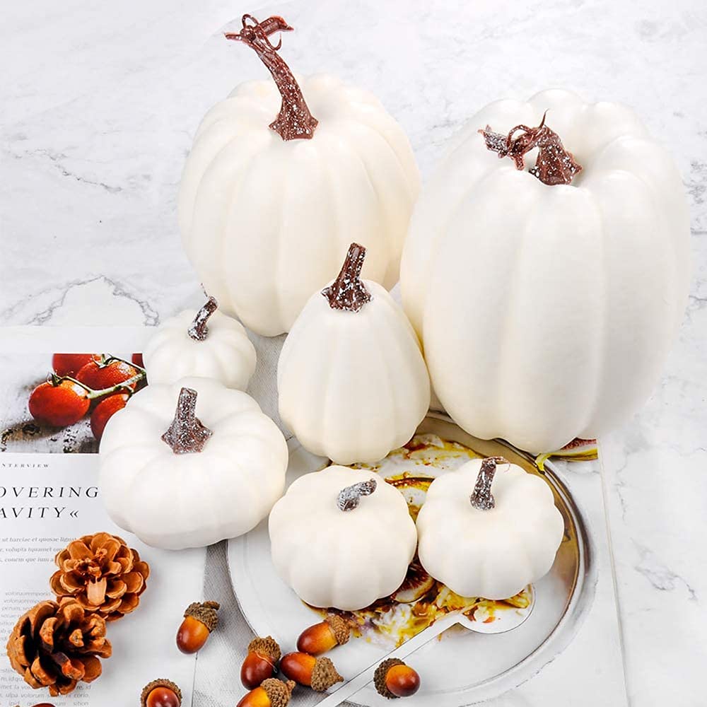 7Pcs Artificial Pumpkin,Fake Pumpkin,Autumn Decoration for Thanksgiving Halloween Christmas