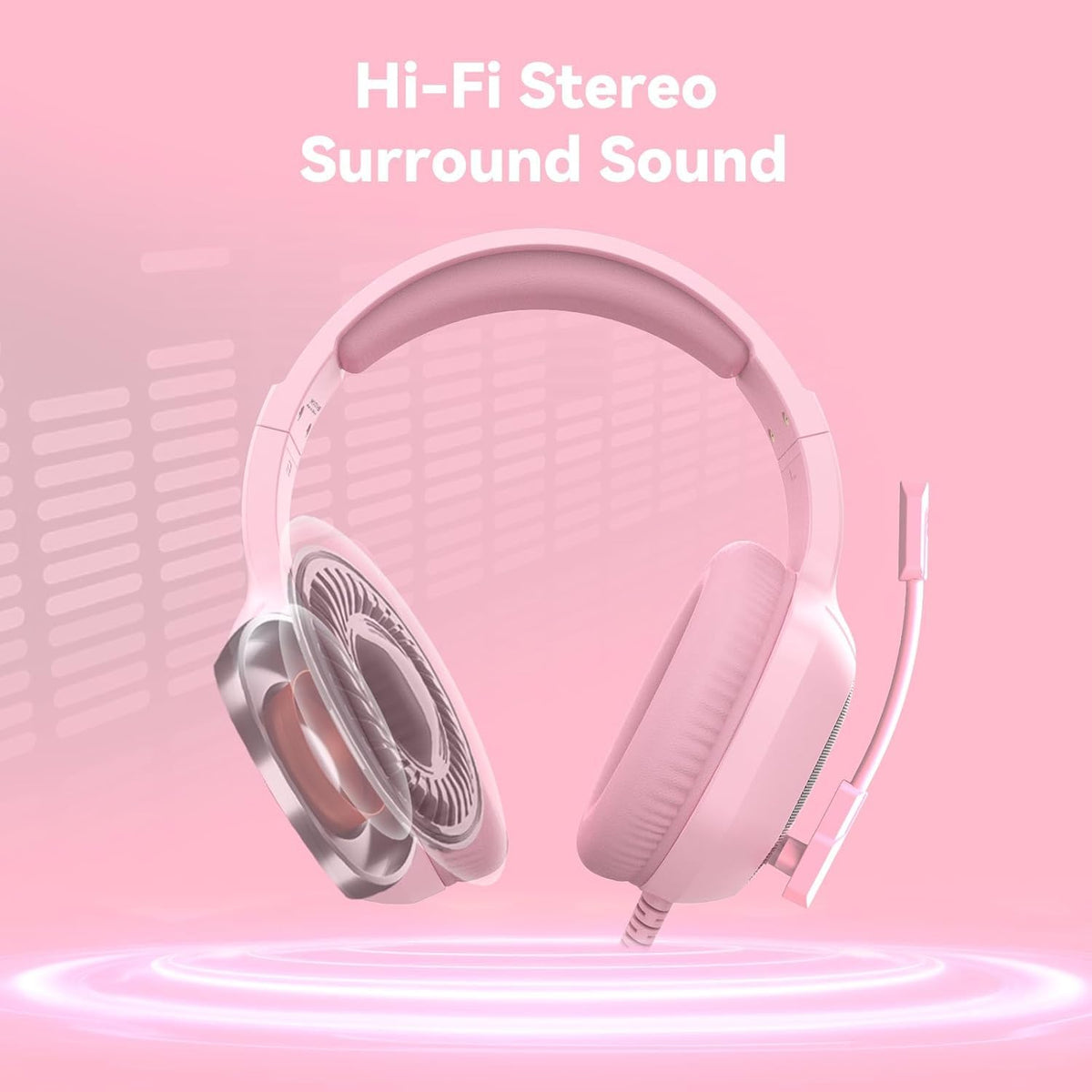 IMYB Gaming Headset with Microphone for Pc, Xbox One Series X/s, Ps4, Ps5, Stereo Wired Noise Cancelling Over-Ear Headphones with Mic, RGB, for Computer, Laptop, Mac, Gamer (White)