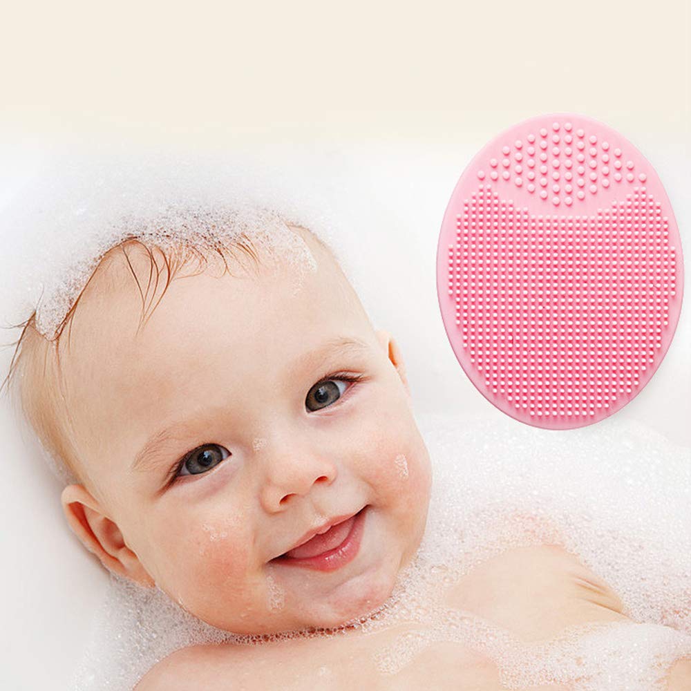 Baby Bath Brush, Baby Cradle Cap Brush, Silicone Massage Brush, Silicone Scrubbers Exfoliator Brush, Baby Skin Scrubbers Essential for Dry Skin, Cradle Cap and Eczema 2 Pack (Blue & Green)