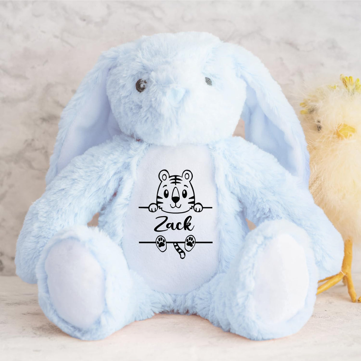 Crafted Memories - Personalised Teddy | Velveteen Bunny Soft Toy | Customisable Name for Newborns | Keepsake for Boys & Girls | Baby Shower Item | Pink Initial | Grey or White, 20-23cm