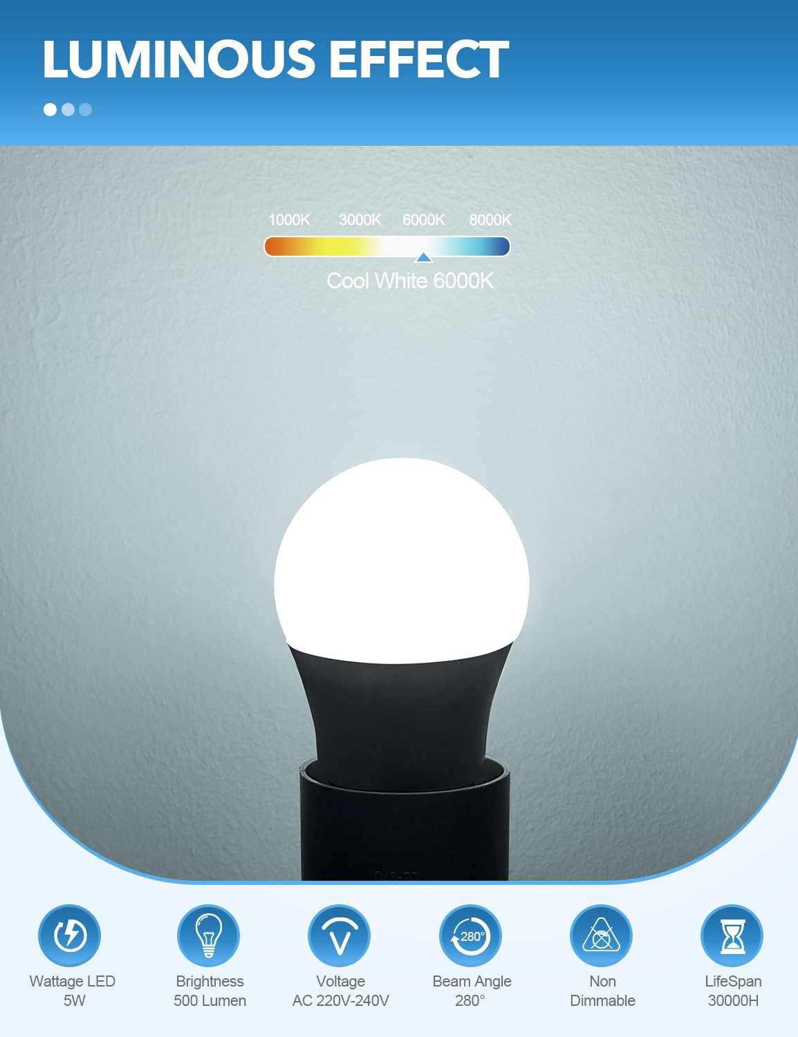 E27 Screw Bulbs, Warm White 3000K, 5W(40W Equivalent), 12 Pack
