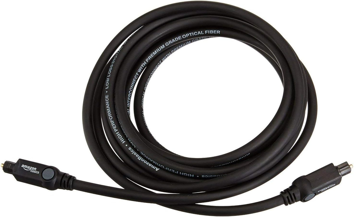 Amazon Basics Toslink Digital Optical Audio Cable, Multi-Channel, for Audio System, Sound Bar, Home Theatre, Gold-Plated Connectors, 3 m, Black