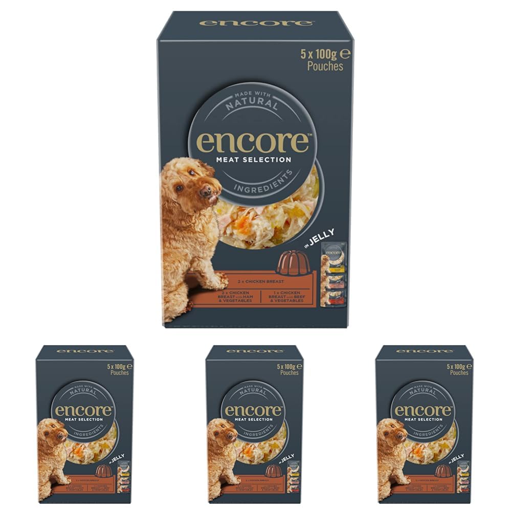 Encore 100% Natural Wet Dog Food, Chicken with Fish Selection in Broth 100g Pouch (Pack of 15x100g)